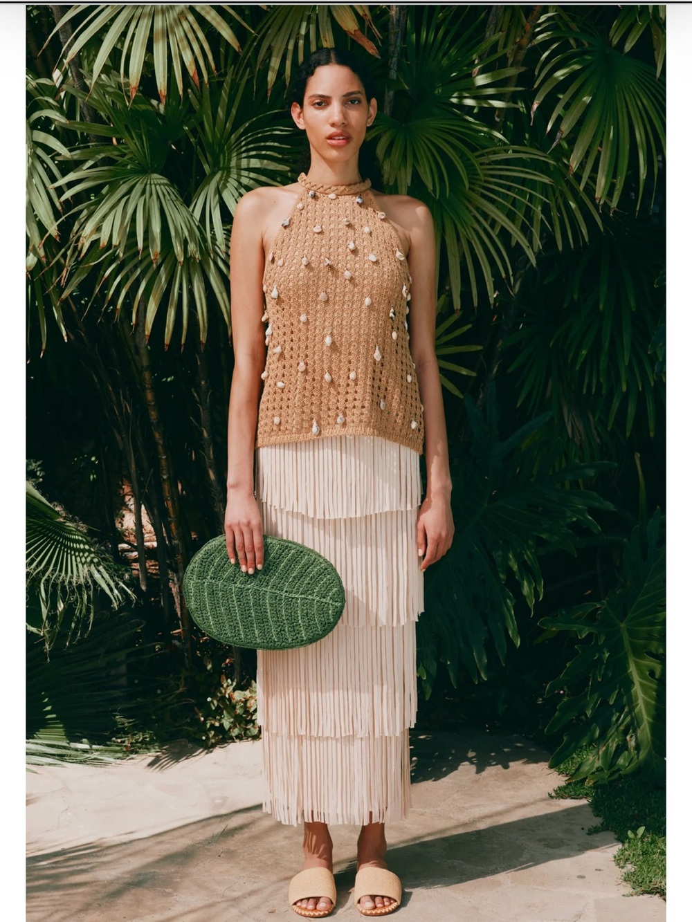 Simon Miller Tan Crochet Shell-Embellished Halter Tank - Picture 2 of 11